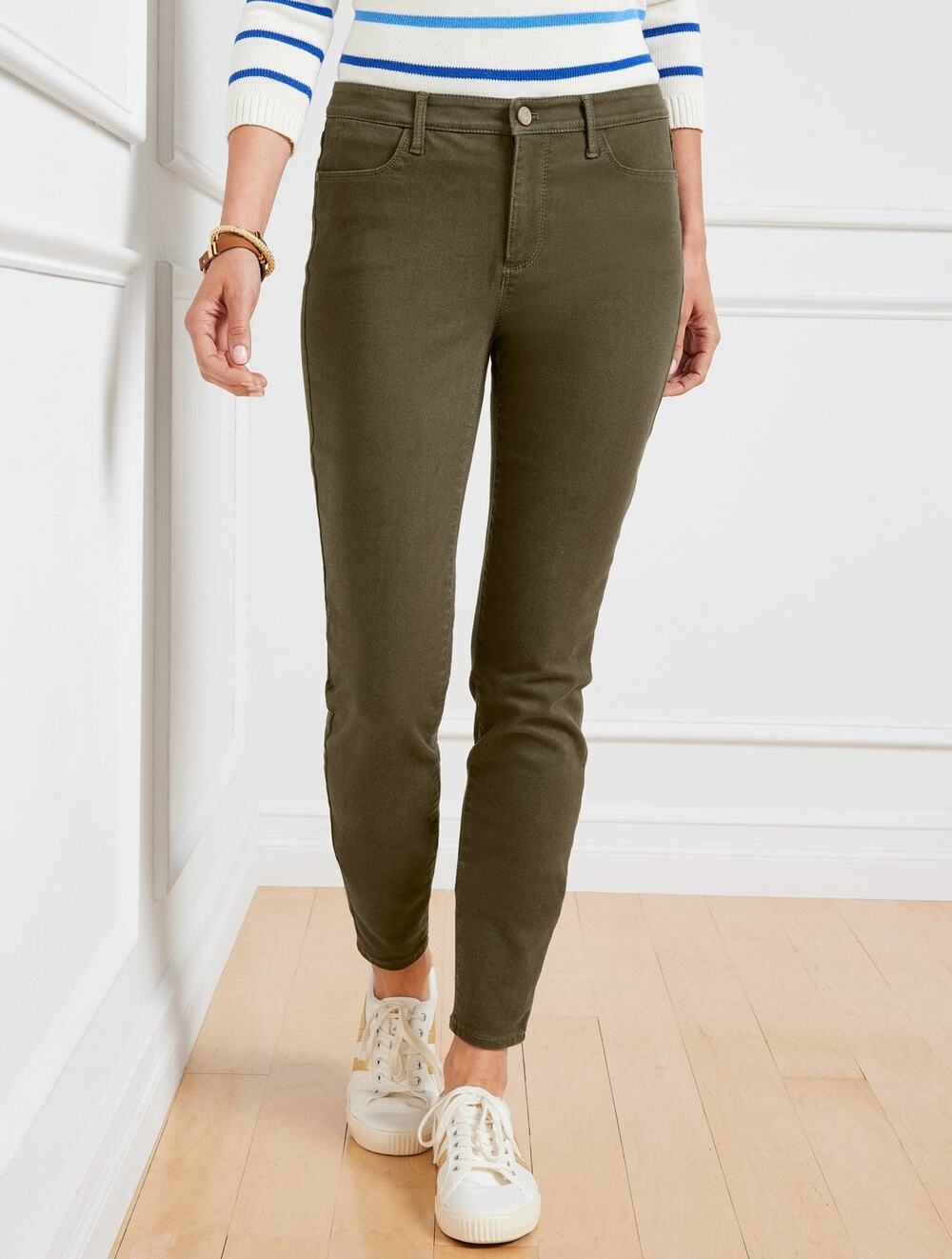Talbots Jeans 18 Olive Green Skinny Jeggings Ankle Length